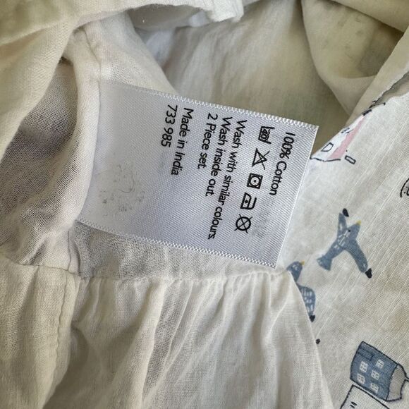 John Lewis Dress Seaside Summer Scene Lighthouse White Size 2T 3T 2-3 Years - Picture 7 of 7